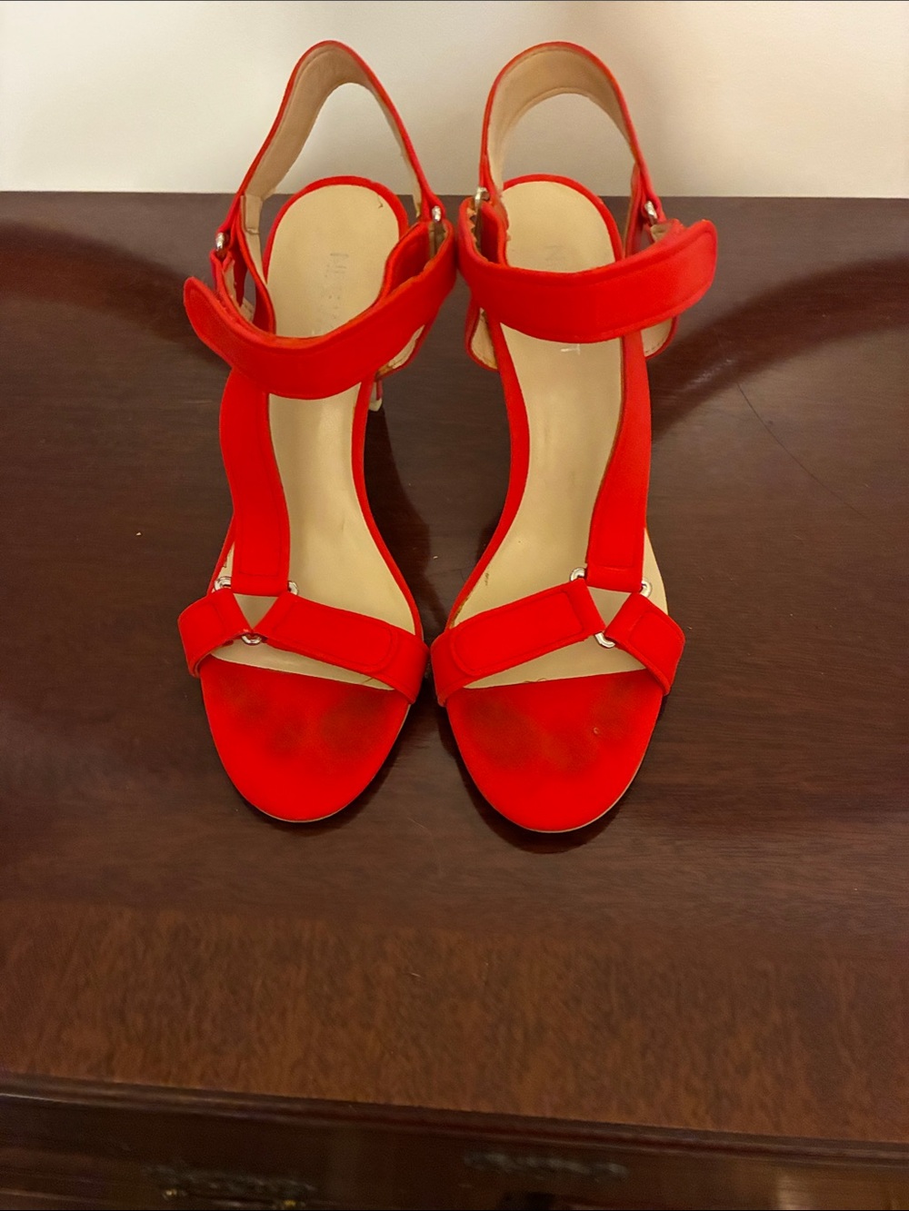 Nine West Vibrant Red Open-Toe Slingback Heels